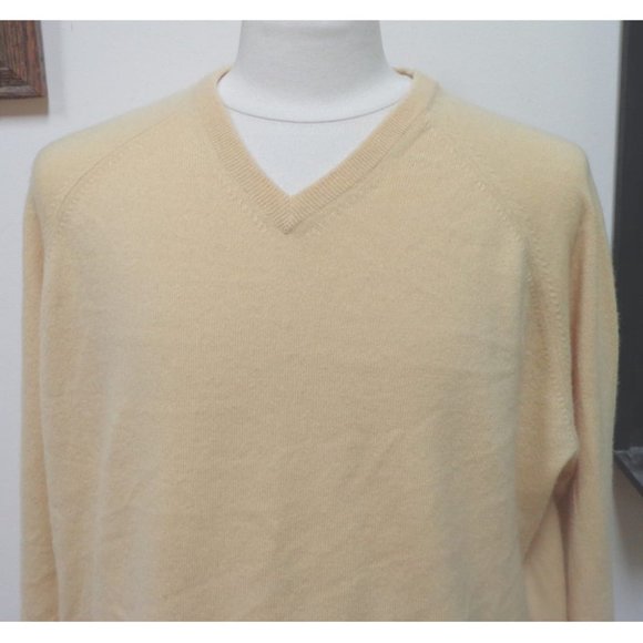 VGUC - COVINGTON Yellow 100% Cashmere V-Neck Sweater - Size XL (46-48) - Picture 5 of 6
